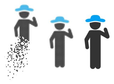 Kırık Pixelated yarı ton beyefendi görüş simgesi