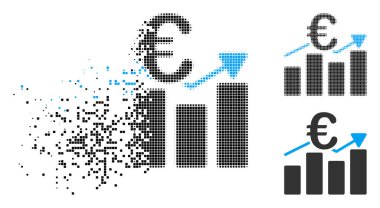 Rendelenmiş piksel yarı ton Euro iş Bar grafik simgesini