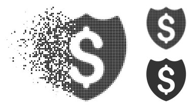 Harcanmış Pixelated yarı ton banka sigorta simgesi
