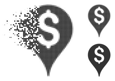 Hareketli Pixelated yarı ton banka harita işareti simgesi