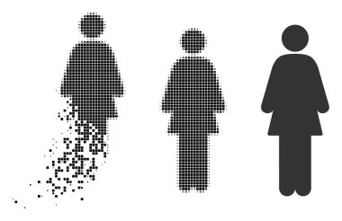 Pixelated yarı ton kadın simgesi eriterek