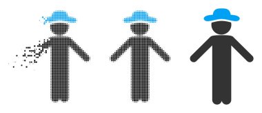 Ayrıştırılmış piksel yarı ton beyefendi özür simgesi