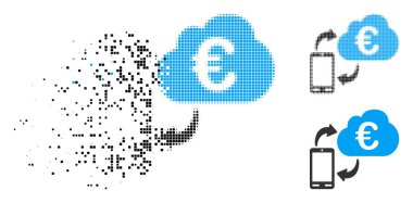 Parçalanmış nokta yarı ton Euro bulut bankacılık simgesi
