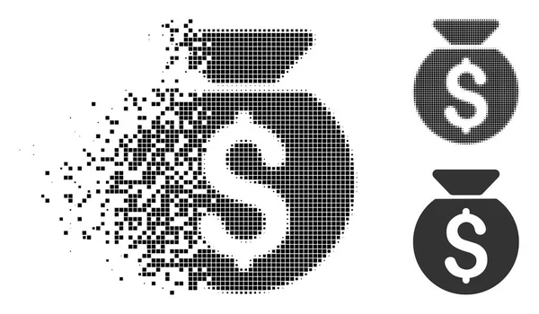 Bewegende Pixel Halftone financiële kapitaal pictogram — Stockvector