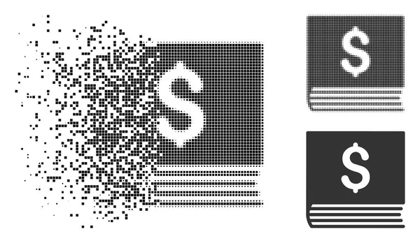 Icono de libro de ventas disuelto Pixel Halftone — Vector de stock