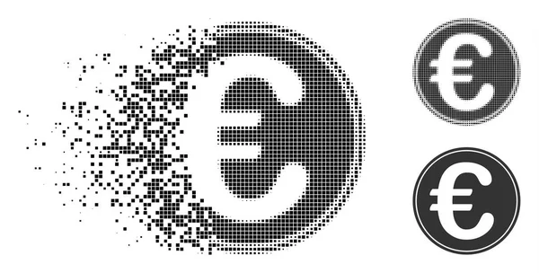 Ícone de moeda euro meio tom pontilhado danificado —  Vetores de Stock