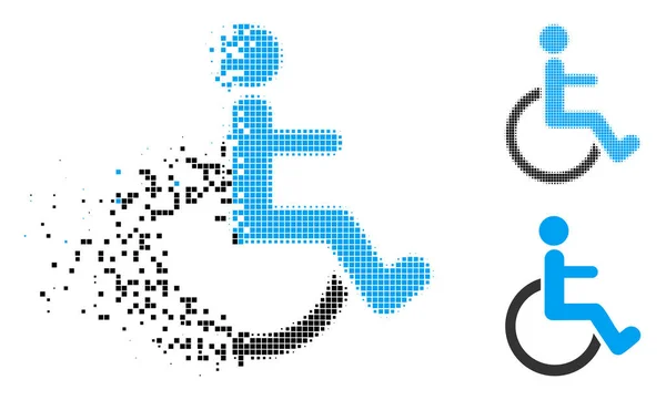 Icono de persona con discapacidad descompuesta punto medio tono — Archivo Imágenes Vectoriales