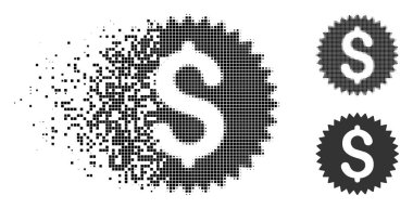 Pixelated yarı ton mali mühür simgesi eriterek