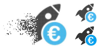 Kaybolan Pixelated yarı ton Euro başlangıç roket simgesi