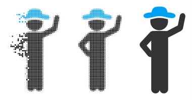 Dağınık Pixelated yarı ton beyefendi güvence simgesi