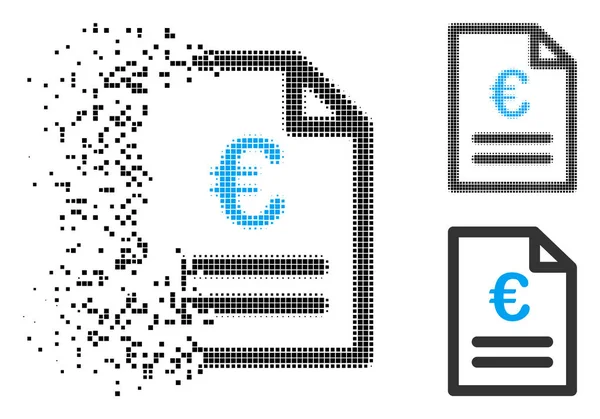 Lebomlott Pixel félárnyék Euro számla ikon — Stock Vector