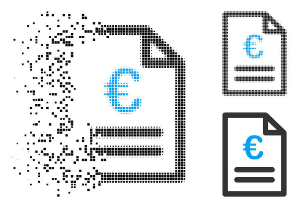 Разложившаяся икона счета-фактуры Pixel Halftone Euro
