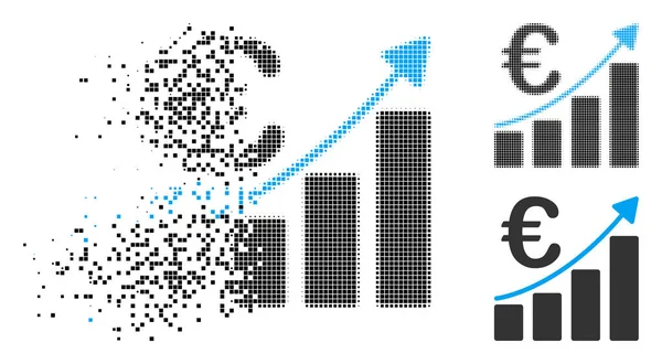 Verspreide korrelig Halftone Euro Bar grafiek pictogram — Stockvector