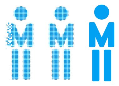 Hasarlı Pixelated yarı ton adam simgesi