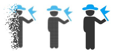 Hareketli piksel yarı ton beyefendi ile bayrak simgesi