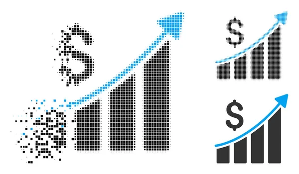 Иконка иконки роста продаж половинчатых точечных полутонов — стоковый вектор