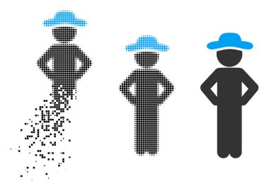 Kırık Pixelated yarı ton beyefendi Akimbo simgesi