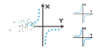 Parçalanmış Pixelated yarı ton hiperbol Arsa simgesi