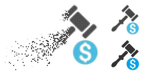 Destructed Dotted Halftone Auction Icon — Stock Vector