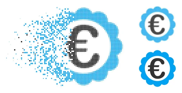Disappearing Dot Halftone Euro Quality Stamp Icon — Stock Vector