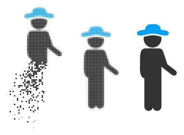 Pixelated yarı ton beyefendi Idler simgesi dağılmakta