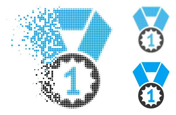 Polvo Pixel Halftone primer lugar Medalla icono — Vector de stock