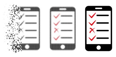 Harcanmış piksel yarı ton mobil görevler simgesini