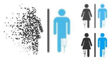 Ayrıştırılmış piksel yarı ton hasta Wc kişi simgesi