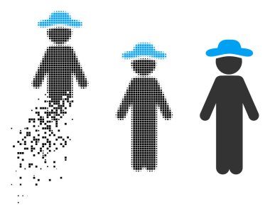 Beyefendi simgesi ayakta nokta yarı ton çözünmüş