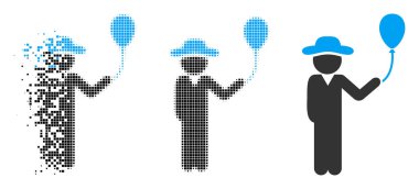 Piksel yarı ton beyefendi balon simgesi ile taşıma