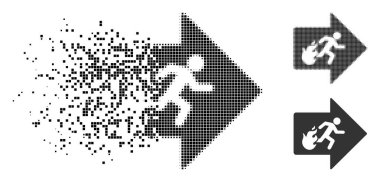 Parçalanmış Pixelated yarı ton yangın çıkış simgesini