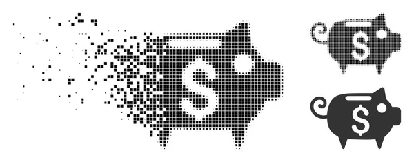 Pixel fragmentado Halftone Piggy Bank Ícone — Vetor de Stock