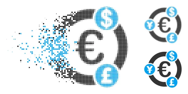 Mozgó Pixel félárnyék nemzetközi pénzügyi együttműködés ikon — Stock Vector