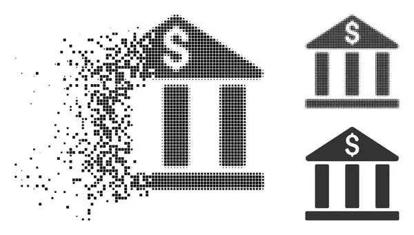Ikona rozproszona Pixelated rastra Bank Building — Wektor stockowy