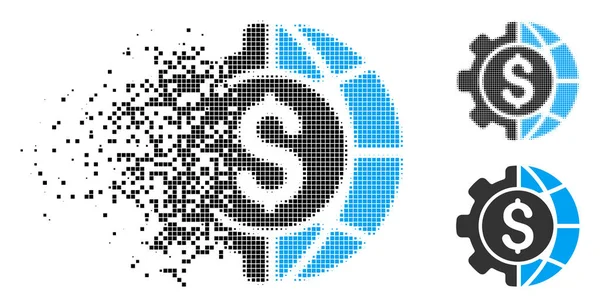 Skartované Pixelated polotónů svět průmyslu financí ikona — Stockový vektor