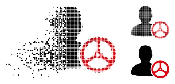 Icône de personne de conducteur de demi-ton pointillé disparaissant — Image vectorielle