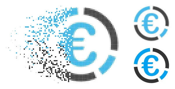 Pixel dissipado Halftone Euro Diagrama Financeiro Ícone — Vetor de Stock