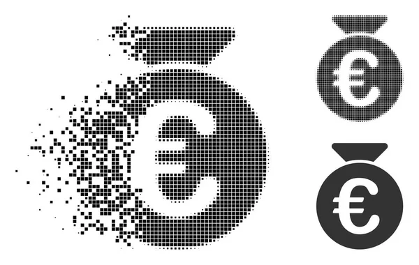 Mozgó pont félárnyék euró pénz táska ikonra — Stock Vector