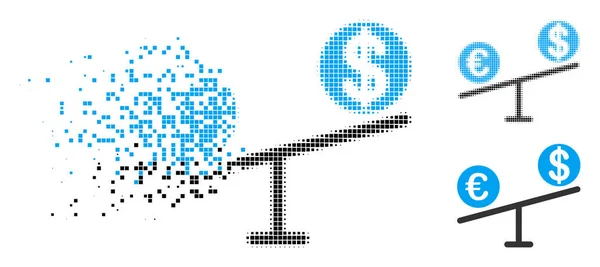 Перелом иконки Dot Halftone Currency Market Swings Icon — стоковый вектор