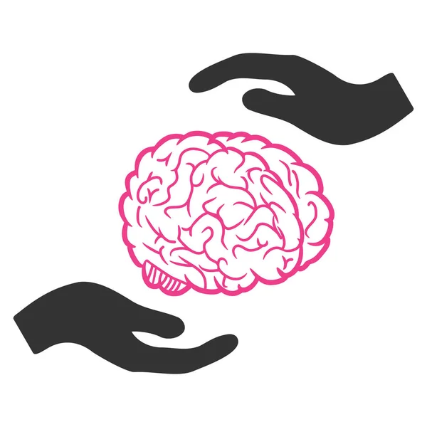 Cuidado del cerebro manos Vector icono — Vector de stock