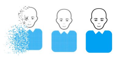 Noktalı yarım ton kel bürokrat simgesi yüz zarar