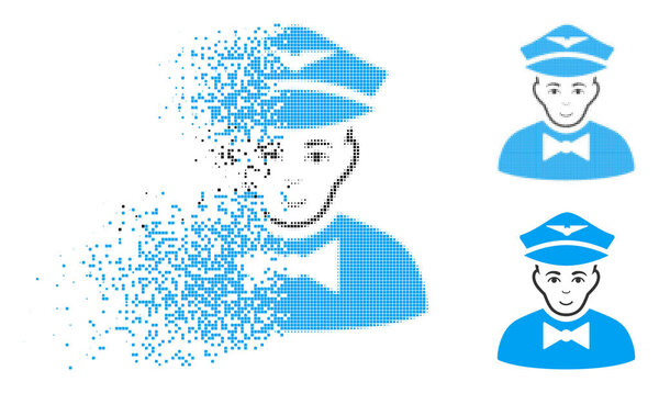 Поврежденная икона стюарда авиакомпании Dotted Halftone Airline с лицом
