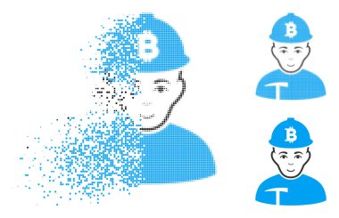 Yüz ile rendelenmiş nokta noktalı resim Bitcoin madenci simgesi