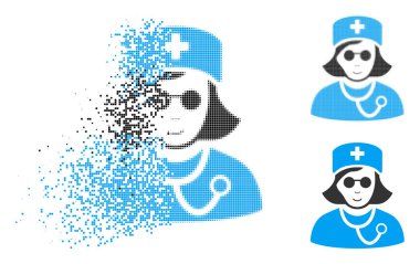 Nokta yarı ton kör hemşire simgesiyle yüz dağılmakta