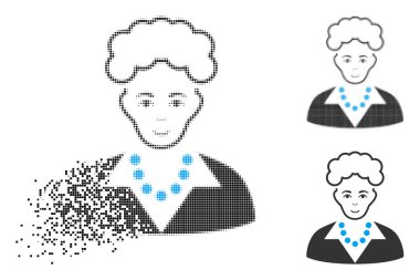 Yüz ile harcanmış Pixelated yarı ton sarışın Bayan simgesi