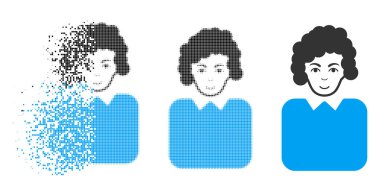 Yüz hareketli piksel yarı ton bürokrat kadın simgesiyle