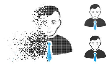 Yüz ile dağınık nokta yarı ton işadamı simgesi