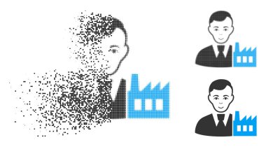 Yüz ile dağınık nokta yarı ton kapitalist oligark simgesi