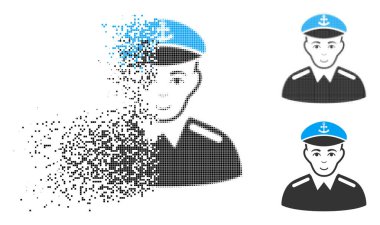 Yüzü parçalanmış noktalı yarım ton Kaptan simgesiyle