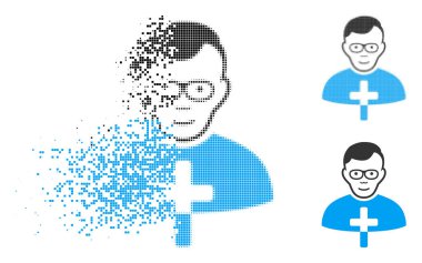 Yüz çözünmüş, noktalı yarım ton ve hasarsız katı sürümleri ile Katolik çoban simgesi. Puan vektör harcanmış Katolik çoban simgesi haline gruplandırılmıştır.